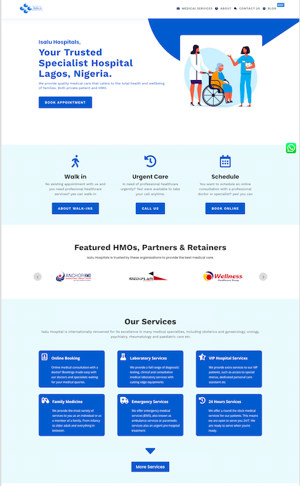 Isalu Hospitals Website Landing Page